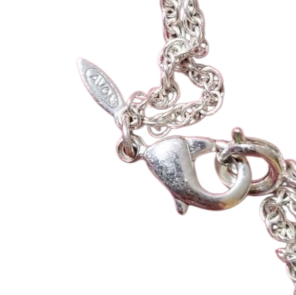 VINTAGE! AVON Lavender Purple Pear Shape Oval Stone Silver Drop Pendant Necklace - Picture 3 of 3